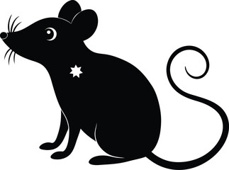 Fototapeta premium black silhouette christmas mouse on white backgrou.eps