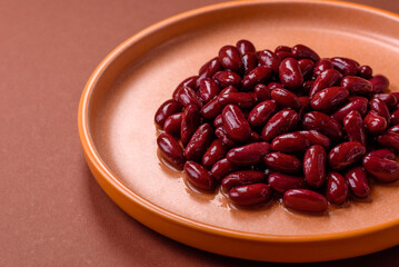 Red beans canned as an ingredient for cooking healthy or vegetarian food. Canned beans