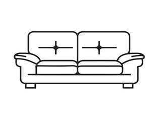Clean sectional sofa icon in outlined vector artwork