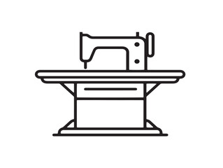 Sewing table icon in clean minimal line artwork