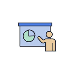 presentation board icon. linear style sign for mobile concept and web design. Vector icon. Symbol, logo illustration. Vector graphics