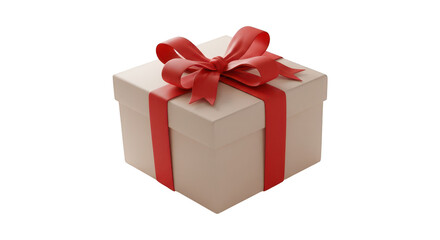 Obraz premium Elegant white gift box with red ribbon and bow