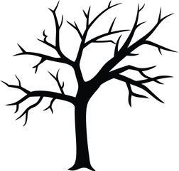 Obraz premium black silhouette frozen tree branch on white backg.eps