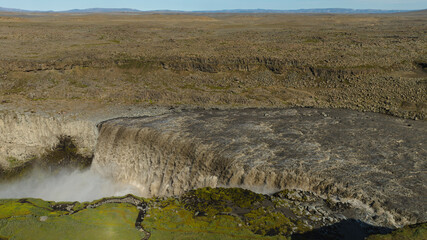 Aerial View of Dettifoss Waterfall in Vatnajokull National Park, Iceland
