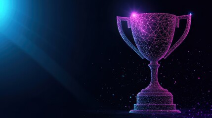 Abstract polygonal trophy on dark background (1)