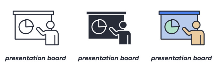 presentation board icon. Line, solid and filled outline colorful version, outline and filled vector sign. Idea Symbol, logo illustration. Vector graphics