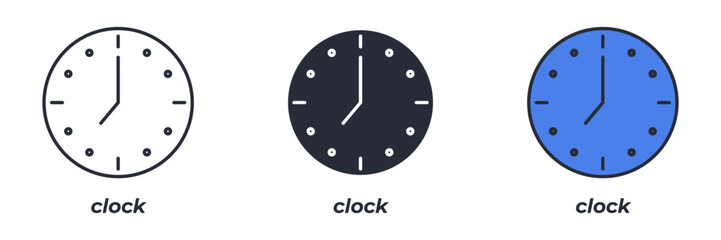 clock icon. Line, solid and filled outline colorful version, outline and filled vector sign. Idea Symbol, logo illustration. Vector graphics