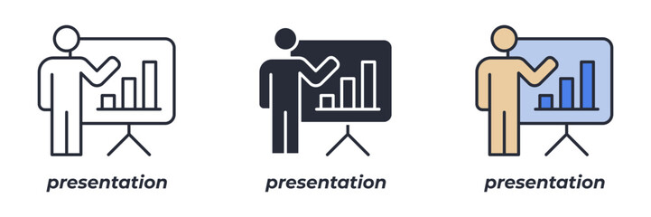 presentation icon. Line, solid and filled outline colorful version, outline and filled vector sign. Idea Symbol, logo illustration. Vector graphics