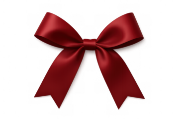Realistic red silk ribbon bow isolated on transparent background, perfect for adding a touch of elegance to gifts, decorations, and designs
