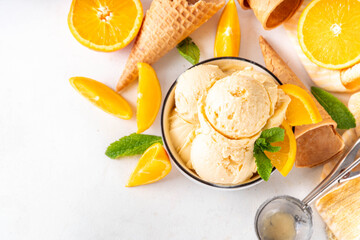 Homemade orange creamsicle ice cream