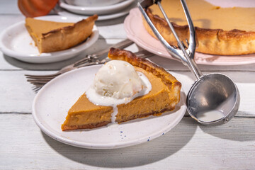 Traditional autumn pumpkin pie