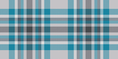 Stylish teal, gray, and white plaid pattern. Perfect for textile design, apparel, or website backgrounds.
