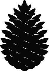 black silhouette pine cone on white background.eps
