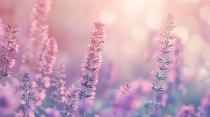 Fototapeta premium Pastel color bokeh with blooming flowers foreground high resolution picture