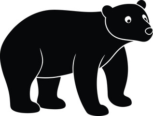 Fototapeta premium black silhouette polar bear cub on white backgroun.eps