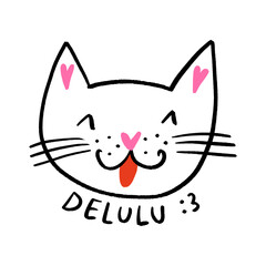 Delulu Heart with Sunglasses Doodle Cartoon Vector Clipart