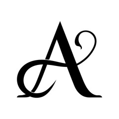 Golden Script A Letter in Luxury Calligraphic Form silhouette Art Vector illustration