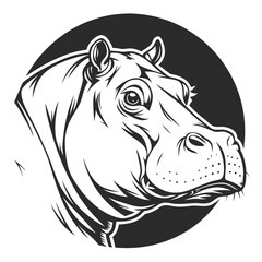 Obraz premium Hippo head silhouette isolated on white background
