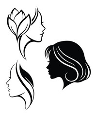 Elegant Woman Silhouettes Vector Beauty Stock Illustration.