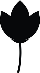 black silhouette single petal on white background.eps