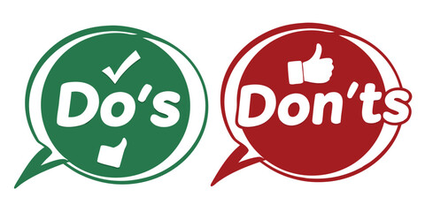Vector art of dos and donts comparison isolated on white background, showing rules and guidelines to follow
