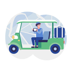 A flat style illustration showing a tourist