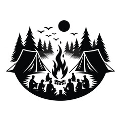 Ents, Campfires, People Around Fire Vector Design