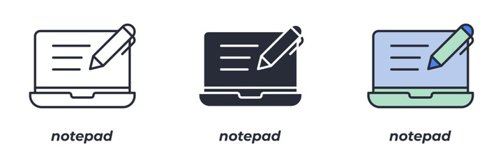 notepad icon. Line, solid and filled outline colorful version, outline and filled vector sign. Idea Symbol, logo illustration. Vector graphics