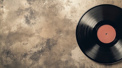 Obraz premium Black vinyl record on textured surface.