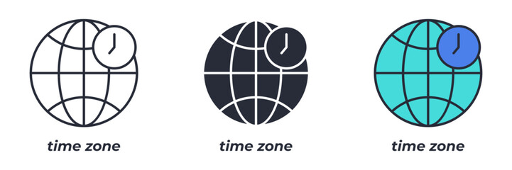 time zone icon. Line, solid and filled outline colorful version, outline and filled vector sign. Idea Symbol, logo illustration. Vector graphics