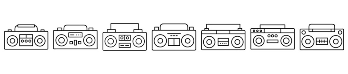 Illustrations of Retro Boomboxes, Highlighting Vintage Audio Technology and Design