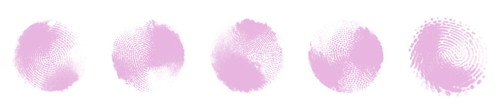 Pink fingerprint texture in halftone style. Vector girly biometric icon or feminist symbols for poster design, collages, scrapbooking. Abstract punk cybersecurity graphics, forensic visuals.