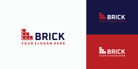 Logo design of red bricks stacked into a staircase