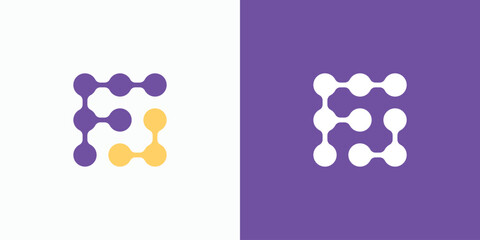 Letter F connection line logo design