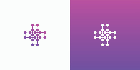 Plus sign connection logo design