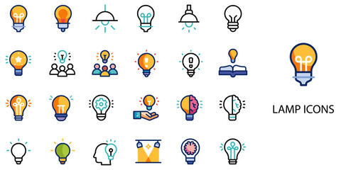 Lamp New simple concept 24 color icons set .Vector illustration.	