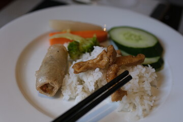 Homemade Chinese Asian Fried Rice with Peas and Carrots. High quality photo