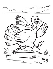 Cute Thanksgiving Turkey with Numbered Feathers – Fun Color by Numbers Cartoon Harvest Bird Activity Page
