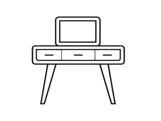 Stylish vanity makeup table in modern vector outline