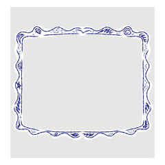 Hand-drawn decorative frame in doodle sketch style. Vector illustration with wavy lines and swirls. Perfect for cards, invitations, posters, or photo decoration.