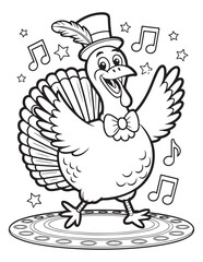 Funny Thanksgiving Turkey with Pumpkin – Cute Cartoon Farm Bird Coloring Page for Fall and Holiday Fun
