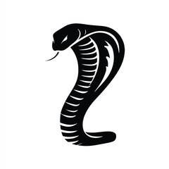 Striking Cobra Silhouette Design an Enigmatic and Powerful Vector Illustration Depicting Wildlife and Reptilian Majesty in Black and White