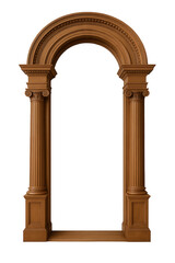 Elegant Wooden Archway with Corinthian Columns and Detailed Carvings, Architectural Element for Grand Entrances