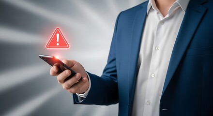 Business Professional Receives Critical Alert On Smartphone, Highlighting Digital Risk And Urgent Notification.