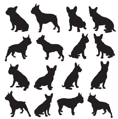 Dynamic French Bulldog Silhouettes in Black and White

