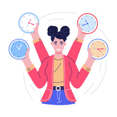 A flat style illustration representing multitasking