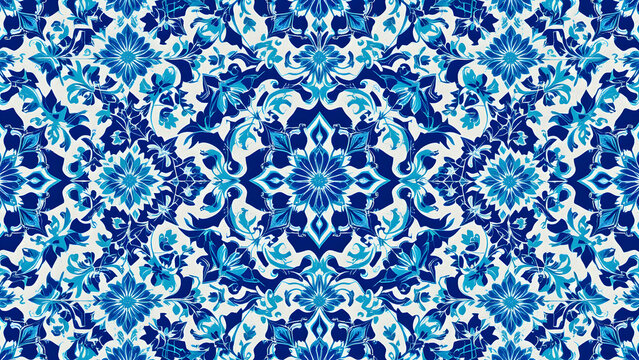 Seamless Persian Floral Tile Pattern Background &ndash; Traditional Iranian Art