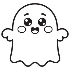 Happy Waving Ghost – Cute and Friendly Halloween Spirit Cartoon Coloring Page for Kids