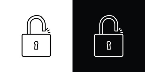 Unlock icon. Thin line customizable illustration.