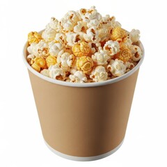 A bucket of popcorn isolated on white background